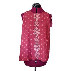 Hint Of Mint Top Blouse Women Size XL Sleeveless Cutout Southwest Aztec